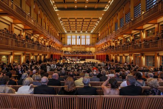 Weill hall full of people listening to music