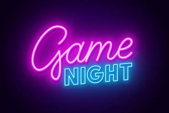 Game night in a neon sign with letters