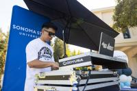 DJ playing music on a spin table