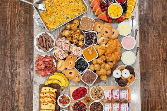 Brunch items on a table