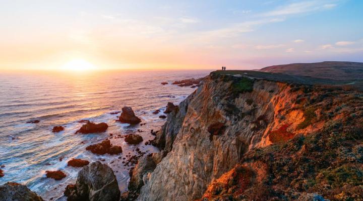 Ocean with sun setting