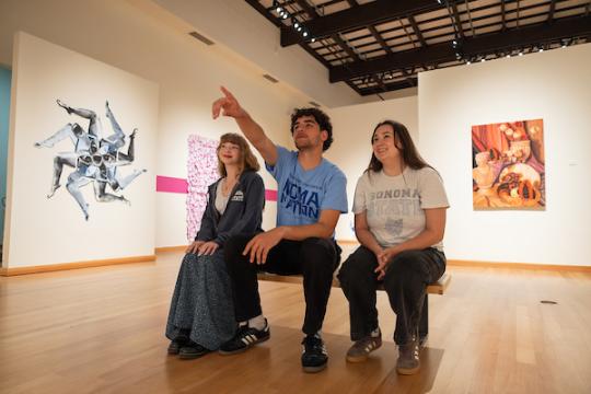 Three Students at Art Gallery