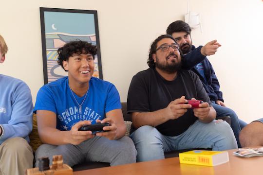 students playing a video game